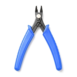 Blue 45# Carbon Steel Crimper Pliers for Crimp Beads, Jewelry Crimping Pliers, with Plastic Handles, Blue, 129.5x86x8.6mm