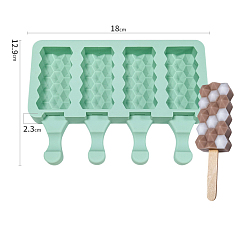 Medium Aquamarine Silicone Ice-cream Stick Molds, 4 Styles Rectangle with Diamond Pattern-shaped Cavities, Reusable Ice Pop Molds Maker, Medium Aquamarine, 129x180x23mm, Capacity: 40ml(1.35fl. oz)