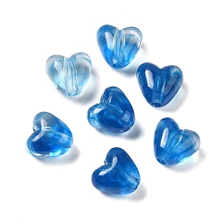 Bleu Dodger Perles acryliques transparentes, cœur, Dodger bleu, 9.6x10.5x7mm, Trou: 1.8mm, environ1120 pcs / 500 g