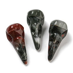 Sanguinaria Colgantes de piedra de sangre africana natural, dijes de calavera con cabeza de pájaro, 47~49x20~22x20~22 mm, agujero: 2~2.5 mm