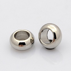 Stainless Steel Color Rondelle 304 Stainless Steel Beads, Stainless Steel Color, 12mm, Hole: 6mm