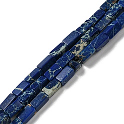 Bleu Brins de perles de jaspe impérial naturel, teint, rectangle, bleu, 6.3~6.8x3~3.5x3~3.5mm, Trou: 0.8mm, Environ 59 pcs/chapelet, 14.96~15.28 pouce (38~38.8 cm)