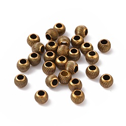 Antique Golden 925 Sterling Silver Beads, Barrel with Textured, Antique Golden, 4x3mm, Hole: 1.8mm, about 75Pcs/5g