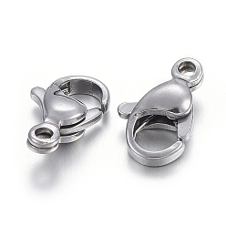 Stainless Steel Color 304 Stainless Steel Lobster Claw Clasps, Parrot Trigger Clasps, Stainless Steel Color, 11x7x3.5mm, Hole: 1.4mm