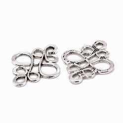 Antique Silver Tibetan Style Links connectors, Cadmium Free & Lead Free , Chinese knot, Antique Silver, 22x18.5x1mm, Hole: 2.5x3mm