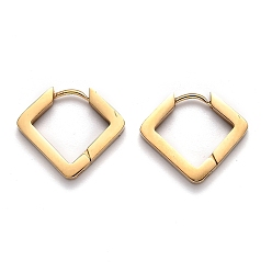 Золотой 304 серьги-кольца с ромбами из нержавеющей стали., золотые, 17x20x3 мм, штифты : 1 мм