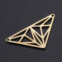 Golden 201 Stainless Steel Links connectors, Laser Cut Links, Triangle, Golden, 15.5x28x1mm, Hole: 1.2mm