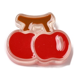 Cherry Translucent Resin Cabochons, with Enamel, Cherry, 20x24.5x6.5mm