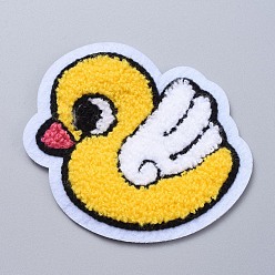Yellow Computerized Embroidery Cloth Sew on Patches, Costume Accessories, Appliques, Duck, Yellow, 100x91x4mm
