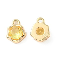Gold Brass Micro Pave Cubic Zirconia Charms, Irregular Shape Charm, Real 18K Gold Plated, Gold, 9x7x3mm, Hole: 1.4mm