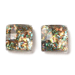Coffee Resin Imitation Opal Cabochons, Single Face Faceted, Square, Coffee, 8x8x3.5mm