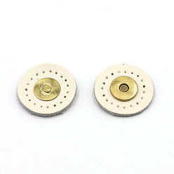 Antique White Cattlehide Magnetic Buttons Snap Magnet Fastener, Flat Round, for Cloth & Purse Makings, Antique White, 3x0.85cm