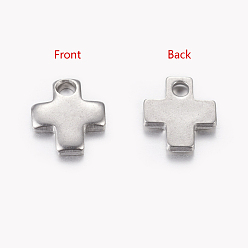 Stainless Steel Color 201 Stainless Steel Stamping Blank Tag Tiny Cross Charms, 6x5x0.9mm, Hole: 1mm