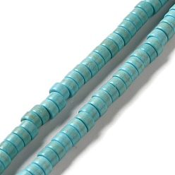 Turquoise Synthetic Turquoise Dyed Beads Strands, Heishi Beads, Flat Round/Disc, Turquoise, 4.5x2.5mm, Hole: 0.8mm, about 155pcs/strand, 14.96''(38cm)