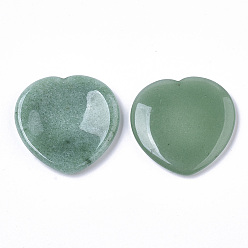 Aventurine Verte Pierre d'inquiétude de pouce en aventurine verte naturelle, pierres de paume de poche, pour guérir le soulagement du stress reiki, forme de coeur, 39~40x39~40x5~6mm