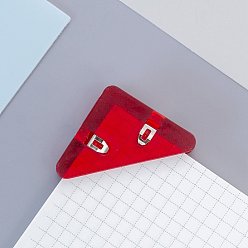 Red Opauqe Plastic Book Corner Clips, Page Corner, Triangle with Iron Findings, for Office School Supplies, Red, 40x40mm