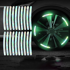 Colorido Pegatinas de coche impermeables de plástico luminoso, calcomanías autoadhesivas, brillar en oscuridad, para la decoración de ruedas de vehículos, Rectángulo, colorido, 90x7 mm, 20pcs / hoja