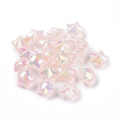 Pink Cuentas acrílicas transparentes luminosas chapadas en uv, brillan en la oscuridad, estrella, rosa, 21x22x14.5 mm, agujero: 3.8 mm
