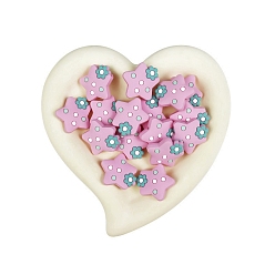 Rose Nacré Perles de silicone écologiques de qualité alimentaire star, perles à mâcher pour les jouets de dentition, Diy soins infirmiers colliers faisant, perle rose, 27x27mm