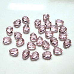 Pink Imitations de perles de cristal autrichien, grade de aaa, facette, larme, rose, 8x6x3.5mm, Trou: 0.7~0.9mm
