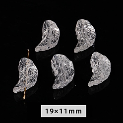 Wing Perles sculptées en cristal de quartz naturel, perles de cristal de roche, accessoires de bijoux de bricolage, ailier, 19x11mm