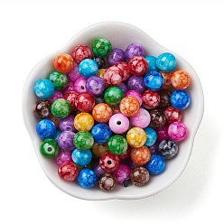 Color mezclado Pintura para hornear perlas acrílicas opacas, rondo, color mezclado, 8 mm, agujero: 1.5 mm