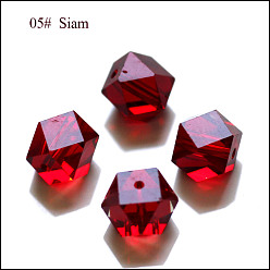 Rojo Oscuro Imitación perlas de cristal austriaco, aaa grado, facetados, cuentas de cubo sin esquinas, de color rojo oscuro, 7.5x7.5x7.5 mm, agujero: 0.9~1 mm