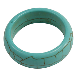 Бирюза Синтетическое говлит широкое кольцо полоса, бирюзовые, 17 мм
