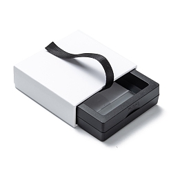 Blanco Soportes de exhibición de la joyería de la suspensión de la película delgada transparente del pe cuadrado, con cinta de poliéster y caja exterior de papel, para anillo, collar, pulsera, pendiente, almacenamiento, blanco, 7x7x2 cm