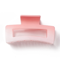 Light Coral Rectangle Gradient Plastic Claw Hair Clips, with Iron Findings, Hair Accessories for Girls, Light Coral, 49x87x40mm
