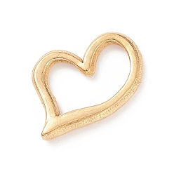 Oro Placas de vacío 201 anillos de unión de acero inoxidable, corazón asimétrico, dorado, 16x12x2.5 mm, diámetro interior: 10 mm
