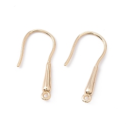Real 14K Gold Plated Rack Plating Brass Earring Hooks, with Horizontal Loops, Long-Lasting Plated, Cadmium Free & Lead Free, Real 14K Gold Plated, 22.5x10x2mm, Hole: 1mm, 20 Gauge, Pin: 0.8mm
