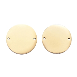 Oro 304 conectores de eslabones de acero inoxidable, pulido manual, sellado de etiquetas en blanco, plano y redondo, dorado, 20x1.8 mm, agujero: 1.3 mm