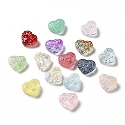 Mixed Color Spray Painted Transparent Glass Beads, Heart, Mixed Color, 13.5x16x7.5mm, Hole: 1.2mm