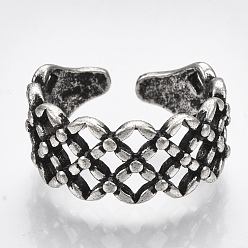 Plata Antigua Aleación anillos de dedo del manguito, anillos de banda ancha, hueco, plata antigua, tamaño de 7, 17 mm