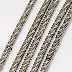 Silver Plated Electroplate Non-magnetic Synthetic Hematite Beads Strands, Heishi Beads, Flat Round/Disc, Grade A, Silver Plated, 3x1mm, Hole: 1mm, about 400pcs/strand, 16 inch