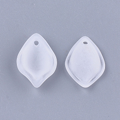 Clear Transparent Acrylic Pendants, Frosted, Leaf, Clear, 19x13x4.5mm, Hole: 1.4mm