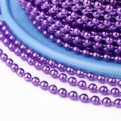 Blue Violet Iron Ball Chains, Soldered, with Spool, Electrophoresis, Blue Violet, 1.5mm, about 100yards/roll(91.44m/roll)