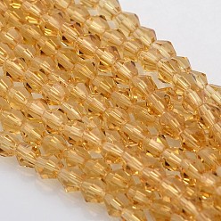 Peru Bicone Glass Beads Strands, Faceted, Peru, 4x4mm, Hole: 1mm, about 92~96pcs/strand, 13.78~14.37 inch