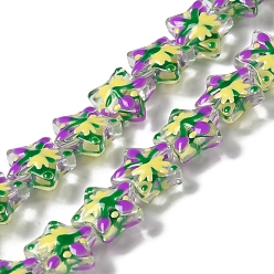 Purple Handmade Lampwork Beads Strands, with Enamel, Star, Purple, 12.5~13x13~13.3x6~6.5mm, Hole: 1mm, about 33pcs/strand, 15.08''(38.3cm)