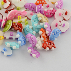 Mixed Color Acrylic Shank Buttons, Plastic Buttons, 1-Hole, Dyed, Car, Mixed Color, 11x17x8mm, Hole: 3x1.5mm