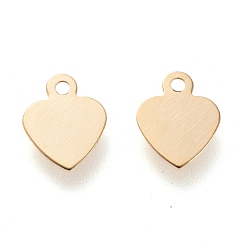 Golden 304 Stainless Steel Charms, Laser Cut, Stamping Blank Tag, Heart, Golden, 7.5x6.5x0.2mm, Hole: 1mm
