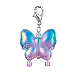 Royal Blue Acrylic Butterfly Pendant Decorations, with Zinc Alloy Lobster Claw Clasps, Royal Blue, 58mm