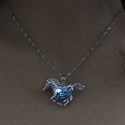Синий Подвески из светящегося сплава, Ожерелье, Хэллоуин, дракон/череп/лошадь/пистолет, синие, 17.72 дюйм (45 см)