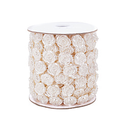 Floral Blanca Hilo de guirnalda de cuentas de perlas de imitación de plástico abs, ideal para cortina de puerta, decoración de la boda diy material, rosa, blanco floral, 16~17x4 mm, sobre 10yards / rodillo (9.143 m / rollo)