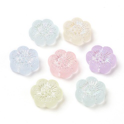 Couleur Mélangete Perles acryliques transparents dépoli, de couleur plaquée ab , fleur, couleur mixte, 12.2x13x4mm, Trou: 1.2mm, environ1150 pcs / 500 g