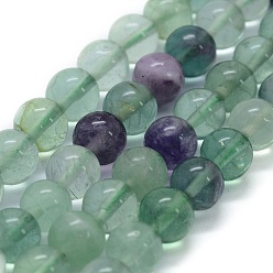 Fluorite Natural Fluorite Beads Strands, Round, 8mm, Hole: 0.8mm, about 49pcs/strand, 15.3 inch(39cm)