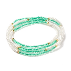Vert De Mer Clair Perles de rocaille en verre, pour femmes filles, bijoux d'été, vert de mer clair, 31-1/2 pouce (80 cm)