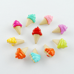 Mixed Color Acrylic Shank Buttons, 1-Hole, Dyed, Ice Cream, Mixed Color, 22x13x10mm, Hole: 4x3mm