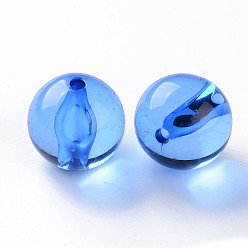 Azul Royal Abalorios de acrílico transparentes, rondo, azul real, 20x19 mm, agujero: 3 mm, Sobre 111 unidades / 500 g